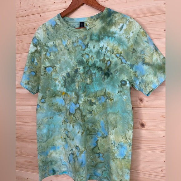 NEW Unisex GILDAN Large Unique Ice Tie-Dye Soft Style T-Shirt Sea Glass Green - Picture 3 of 7